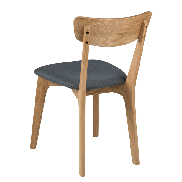 Esszimmerstuhl Wingen (2er-Set) - Webstoff / Eiche massiv - Grau / Eiche - Grau