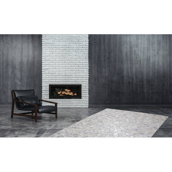 Fellteppich Rocket 410 - Echtleder - Silber - 80 x 150 cm