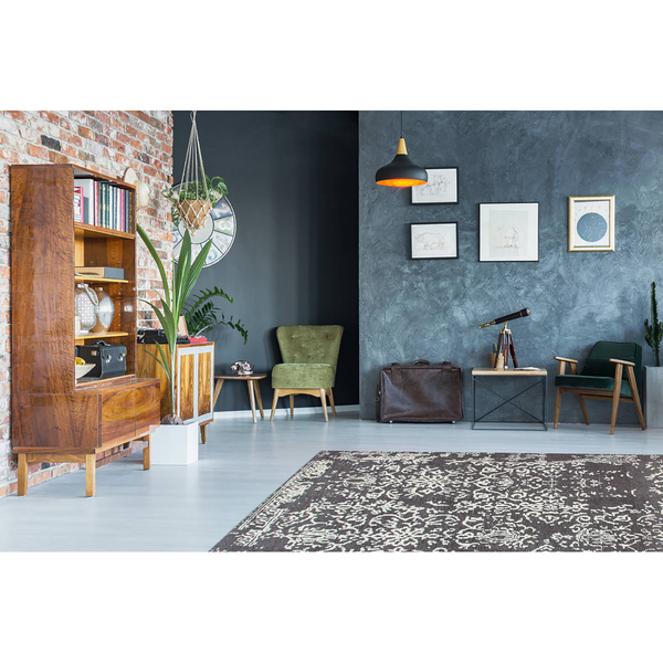 Kurzflorteppich River 130 - Webstoff - Grau / Anthrazit - 80 x 150 cm