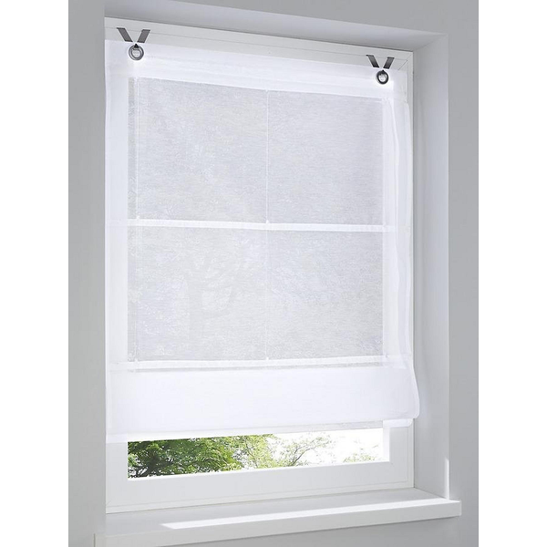 Raffrollo Kessy II - Baumwolle / Polyester - Weiß - 45 x 140 cm
