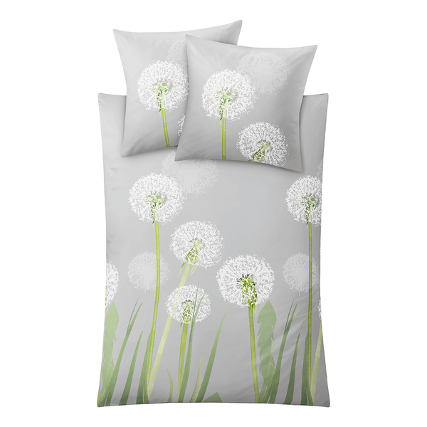 Mako-Satin-Bettwäsche Belfiore - Baumwollstoff - Lichtgrau - 155 x 220 cm + Kissen 80 x 80 cm