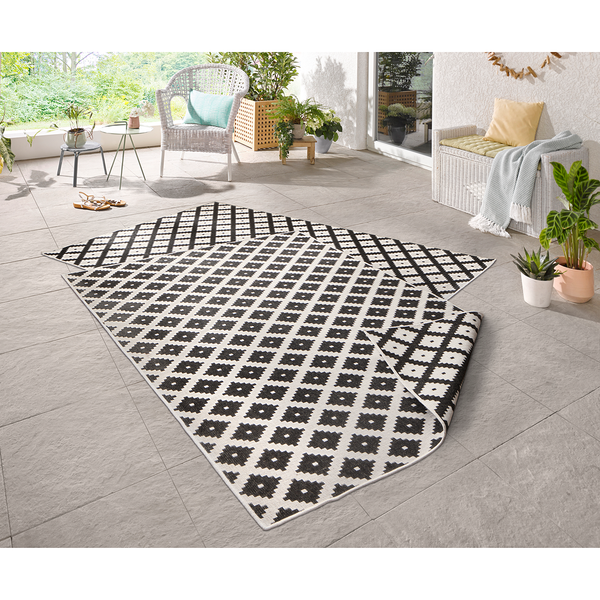 In-/Outdoorteppich Nizza - Polypropylene - Schwarz - 80 x 150 cm