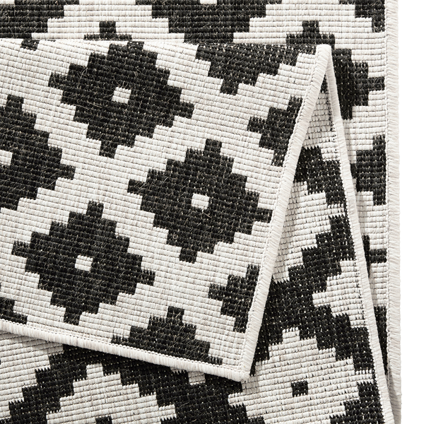 In-/Outdoorteppich Nizza - Polypropylene - Schwarz - 80 x 150 cm