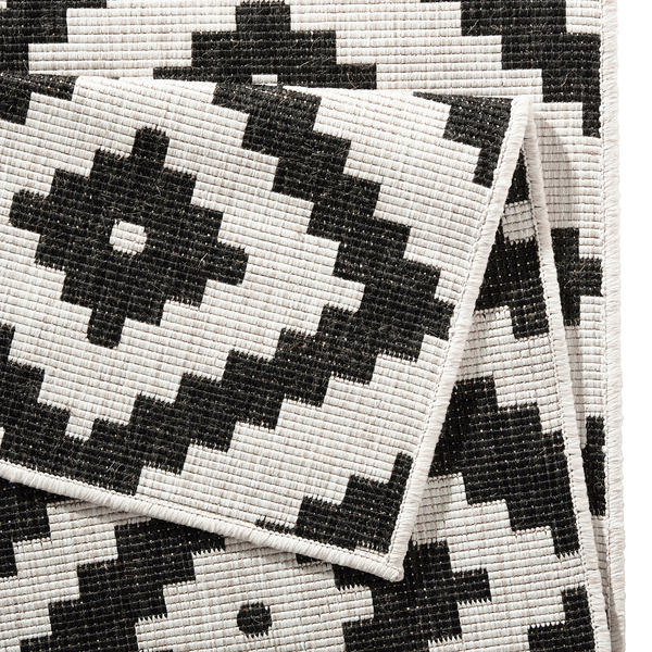 In-/Outdoorteppich Malta - Kunstfaser - Schwarz - 80 x 150 cm