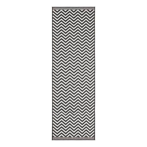 In-/Outdoorläufer Palma - Polypropylene - Schwarz - 80 x 250 cm