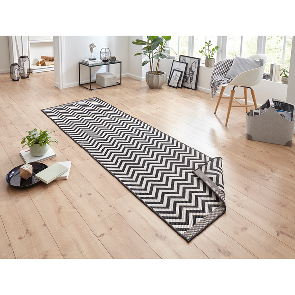 In-/Outdoorläufer Palma - Polypropylene - Schwarz - 80 x 250 cm