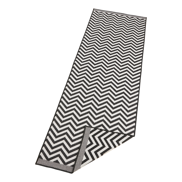 In-/Outdoorläufer Palma - Polypropylene - Schwarz - 80 x 250 cm