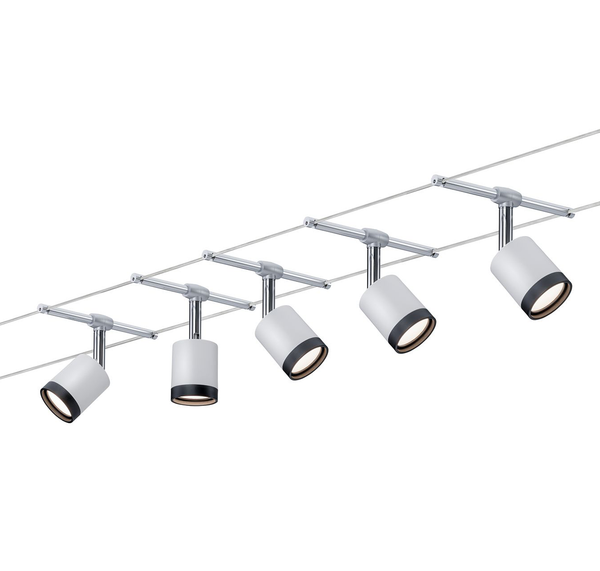 LED-Seilsystem Tube - Chrom - 5-flammig