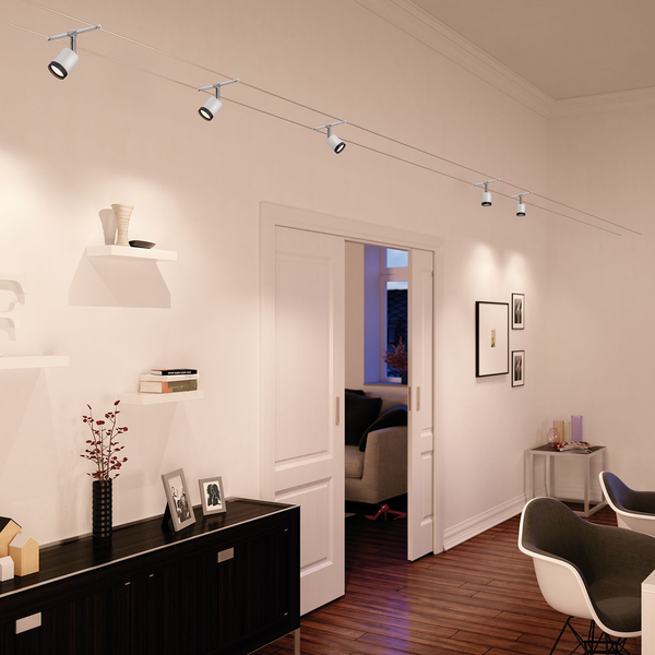 LED-Seilsystem Tube - Chrom - 5-flammig
