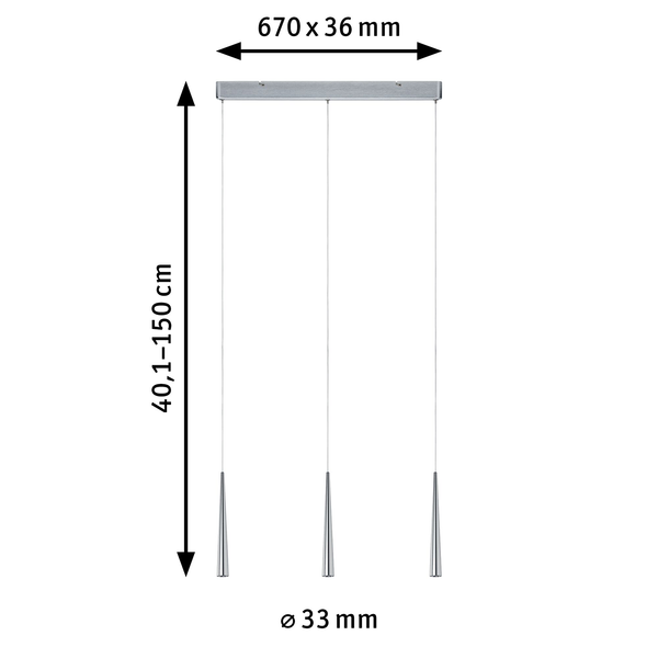 LED-Pendelleuchte Gutta II - Aluminium - 3-flammig