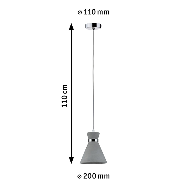 Pendelleuchte Brooloo - Beton / Chrom - 1-flammig