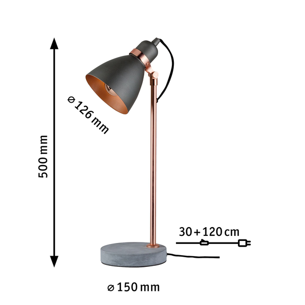 Tischleuchte Orm - Aluminium / Beton - 1-flammig - Schwarz / Kupfer