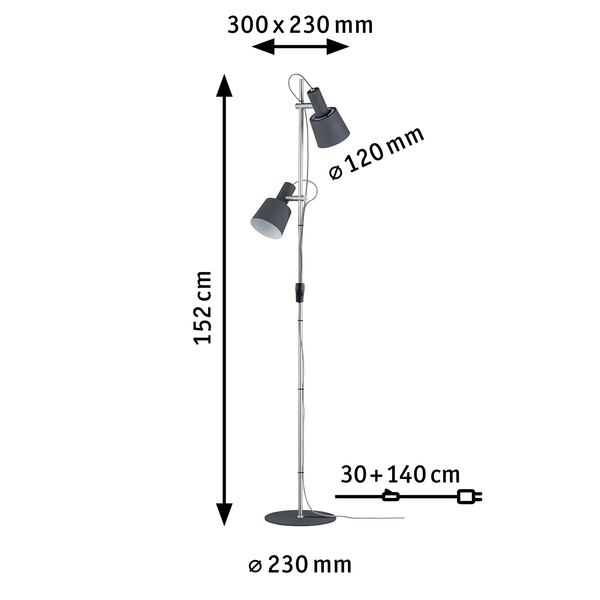 Stehleuchte Haldar II - Aluminium - 2-flammig