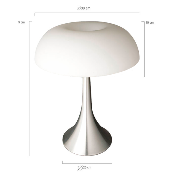 Tischleuchte Ancilla Typ G - Milchglas / Aluminium - 1-flammig