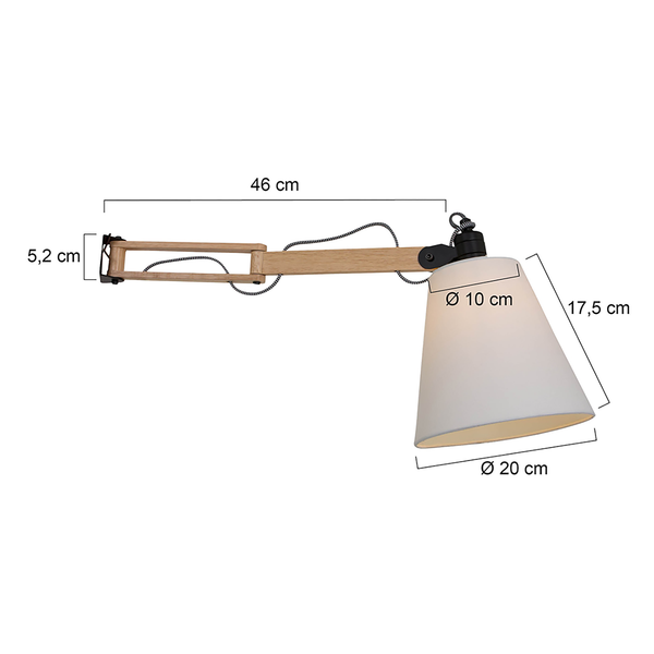 Wandleuchte Mexlite X - Mischgewebe / Buche massiv - 1-flammig