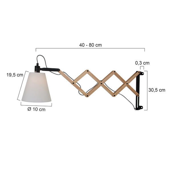Wandleuchte Mexlite IX - Mischgewebe / Buche massiv - 1-flammig