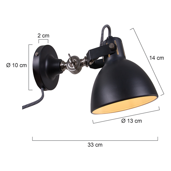 Wandleuchte Mexlite V - Stahl - 1-flammig - Schwarz