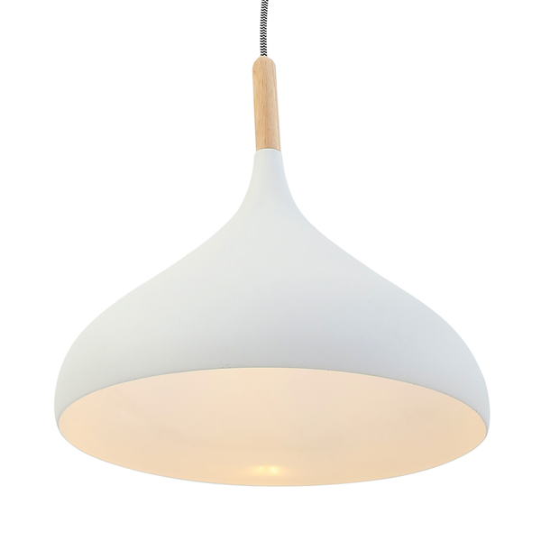 Pendelleuchte Mexlite XVII - Aluminium / Buche massiv- 1-flammig - Weiß
