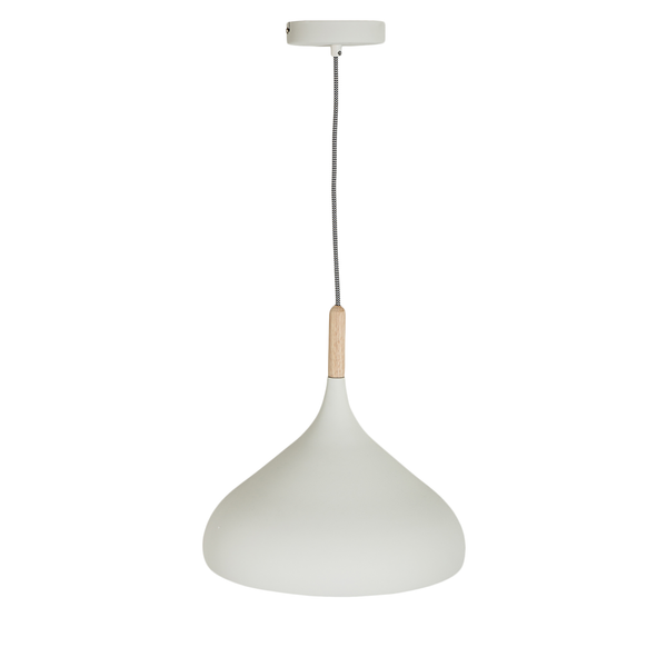 Pendelleuchte Mexlite XVII - Aluminium / Buche massiv- 1-flammig - Weiß