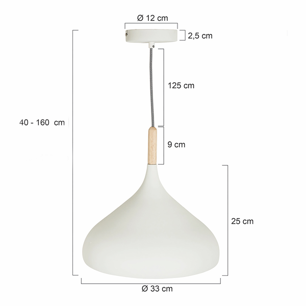 Pendelleuchte Mexlite XVII - Aluminium / Buche massiv- 1-flammig - Weiß