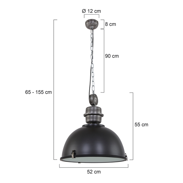 Pendelleuchte Bikkel - Stahl / Glas - 1-flammig - Schwarz