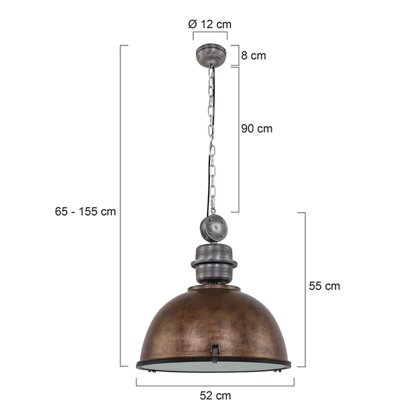 Pendelleuchte Bikkel - Stahl / Glas - 1-flammig - Braun