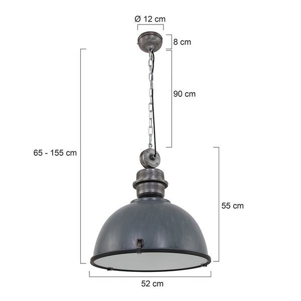 Pendelleuchte Bikkel - Stahl / Glas - 1-flammig - Grau