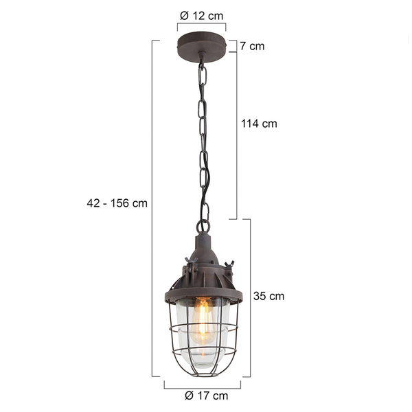 Pendelleuchte Mexlite XXVIII - Klarglas / Stahl - 1-flammig - Braun