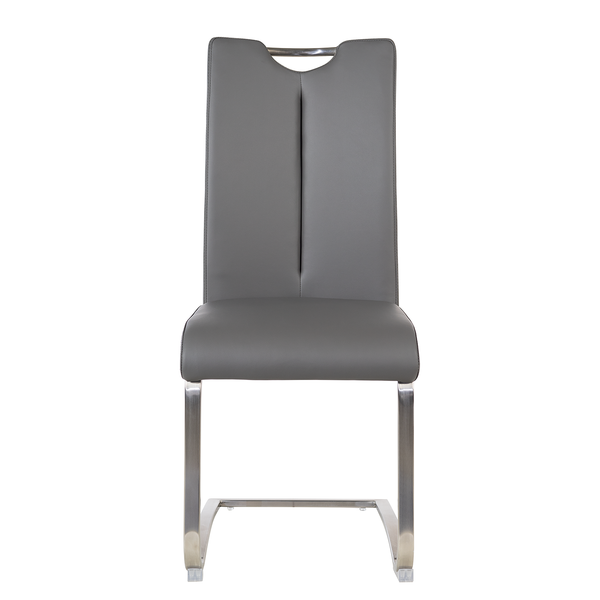 Freischwinger Ratos (2er-Set) - Kunstleder / Edelstahl - Grau