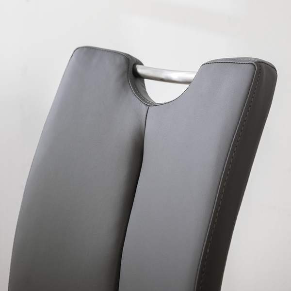 Freischwinger Ratos (2er-Set) - Kunstleder / Edelstahl - Grau