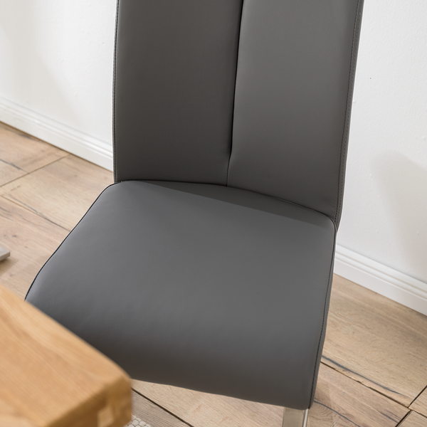 Freischwinger Ratos (2er-Set) - Kunstleder / Edelstahl - Grau