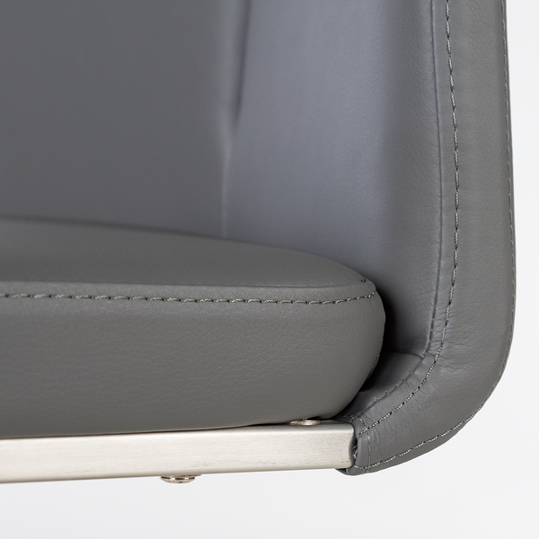 Freischwinger Ratos (2er-Set) - Kunstleder / Edelstahl - Grau