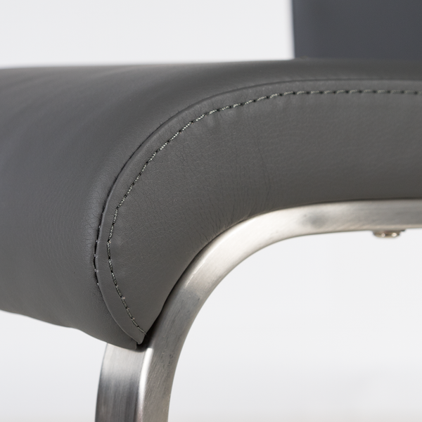 Freischwinger Ratos (2er-Set) - Kunstleder / Edelstahl - Grau