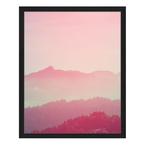 Bild Sunrise over mountains - Buche massiv / Plexiglas - 42 x 52 cm