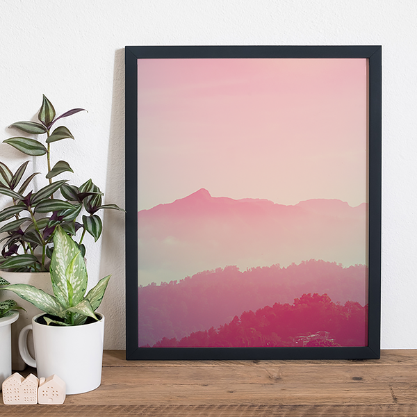 Bild Sunrise over mountains - Buche massiv / Plexiglas - 42 x 52 cm