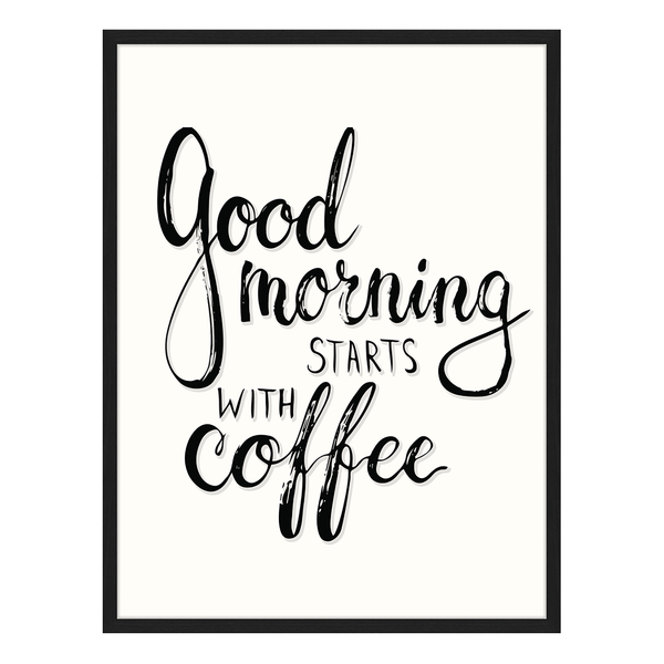 Bild Good morning starts with coffee - Buche massiv / Plexiglas - 62 x 82 cm