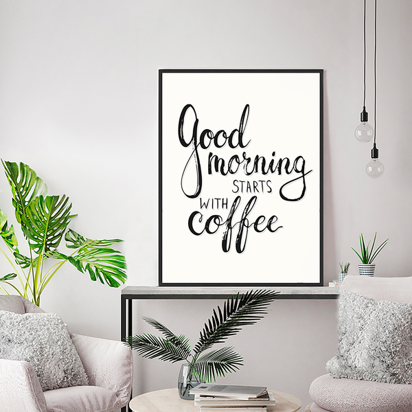 Bild Good morning starts with coffee - Buche massiv / Plexiglas - 62 x 82 cm