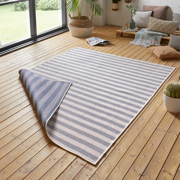 In-/Outdoorläufer Delilia - Kunstfaser - Creme / Schwarz