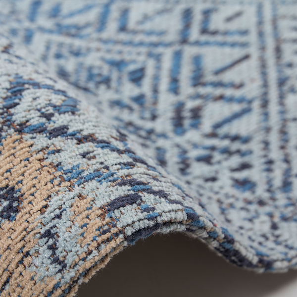 Kurzflorteppich Symphony 160 - Baumwollstoff - Blau - 170 x 120 cm