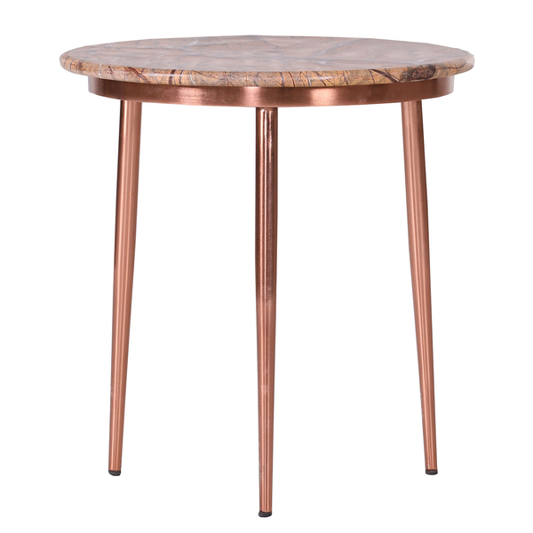 Beistelltisch Miya - Marmor / Metall - Marmor Braun / Kupfer