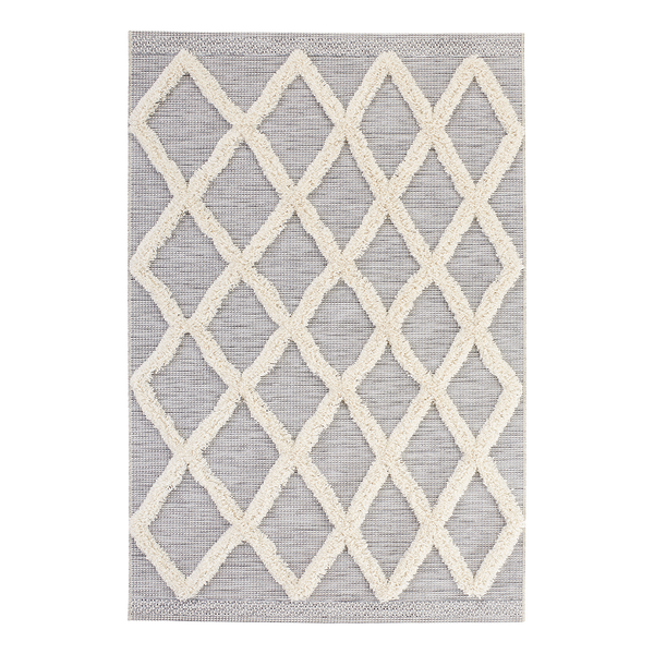 In-/Outdoorteppich Ayoun - Kunstfaser - Hellgrau / Creme - 77 x 150 cm