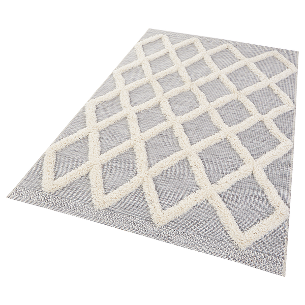 In-/Outdoorteppich Ayoun - Kunstfaser - Hellgrau / Creme - 77 x 150 cm