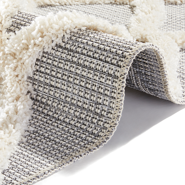 In-/Outdoorteppich Ayoun - Kunstfaser - Hellgrau / Creme - 77 x 150 cm