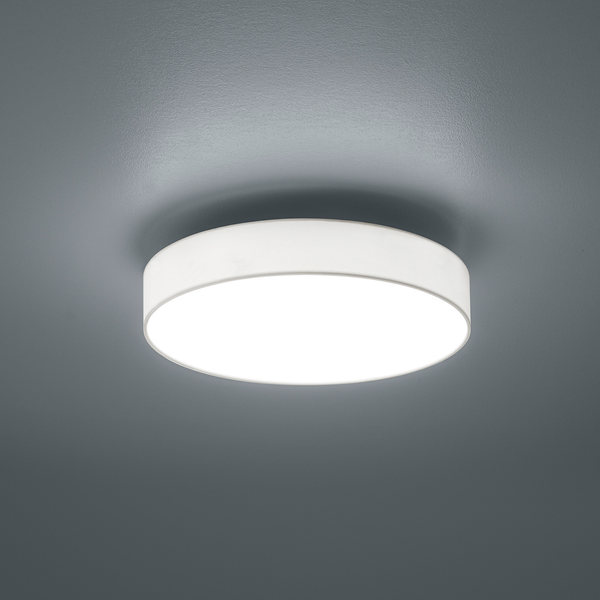 LED-Deckenleuchte Lugano I - Mischgewebe / Nickel - 1-flammig - Weiß - Durchmesser: 40 cm