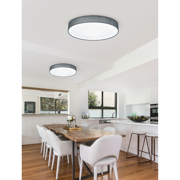 LED-Deckenleuchte Lugano I - Mischgewebe / Nickel - 1-flammig - Grau - Durchmesser: 40 cm