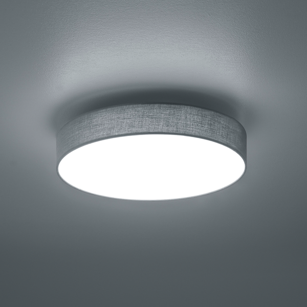 LED-Deckenleuchte Lugano I - Mischgewebe / Nickel - 1-flammig - Grau - Durchmesser: 40 cm
