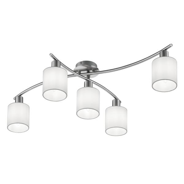 Deckenleuchte Garda I - Mischgewebe / Nickel - 5-flammig - Weiß