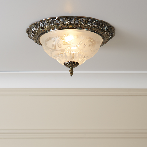Deckenleuchte Flush II - Milchglas / Aluminium; Zink - 2-flammig