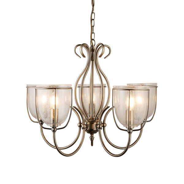 Kronleuchter Silhoutte - Klarglas / Stahl - 5-flammig