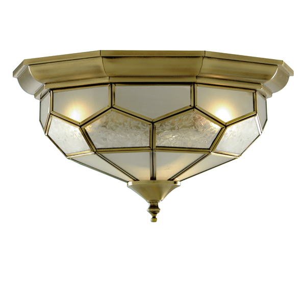 Deckenleuchte Flush VI - Milchglas / Messing - 2-flammig